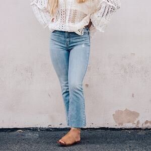 Daze Denim Womens Shy Girl High Rise Crop Flare Jeans Player Light Wash 26 NWT